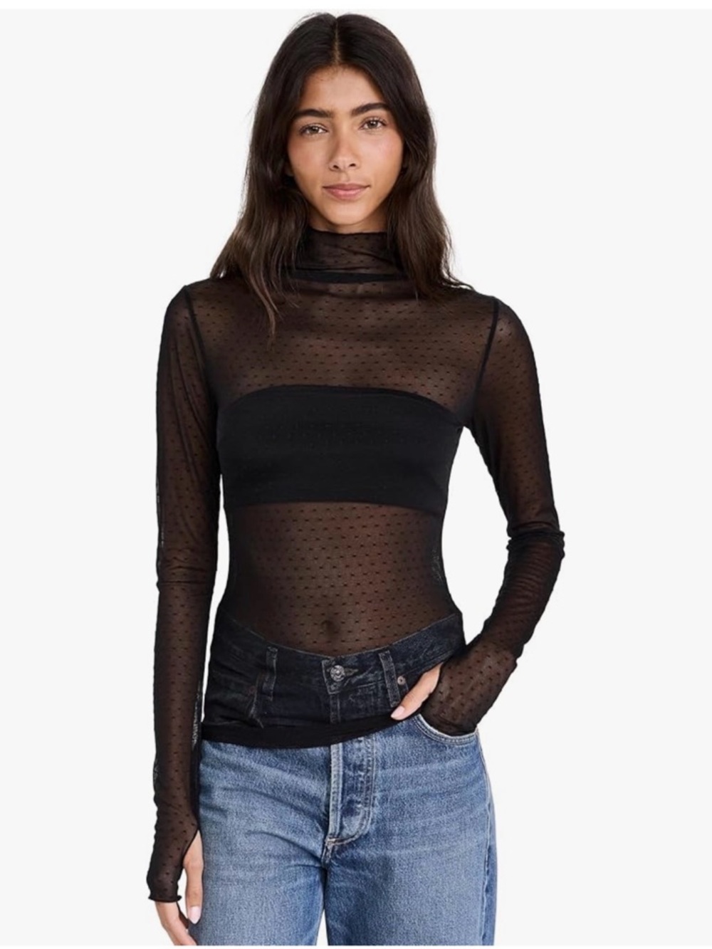 FP On the Dot Layering Mesh Turtleneck